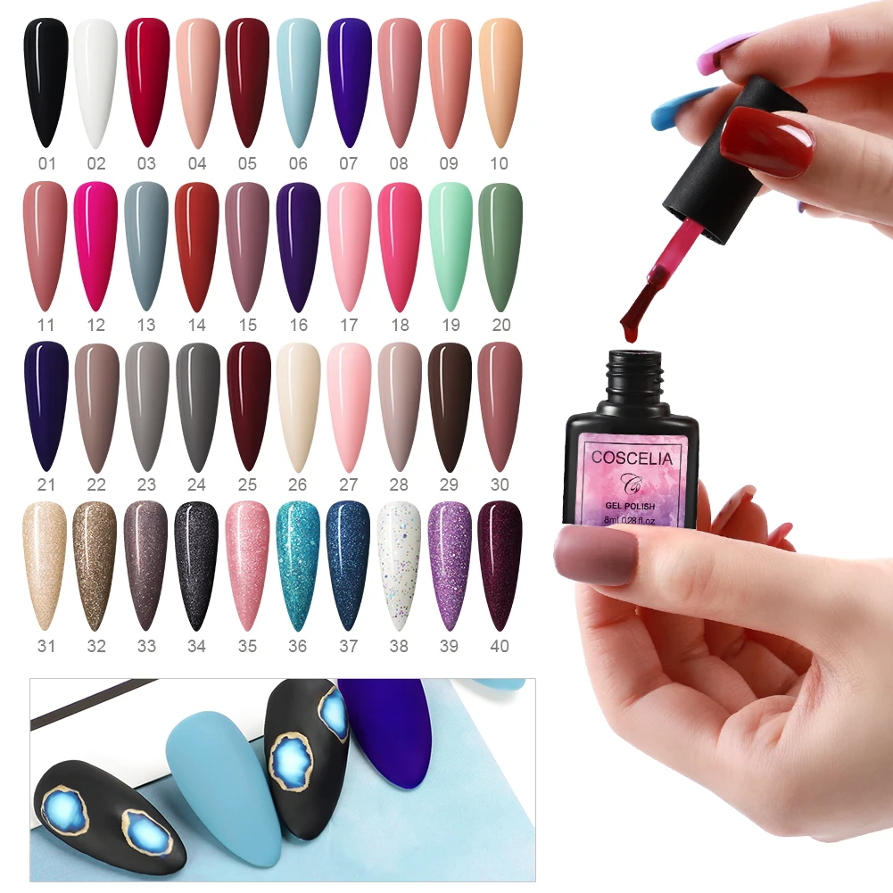 COSCELIA набор для ногтей УФ гель лаков 8 мл Маникюр замачиваемый цветной лак все