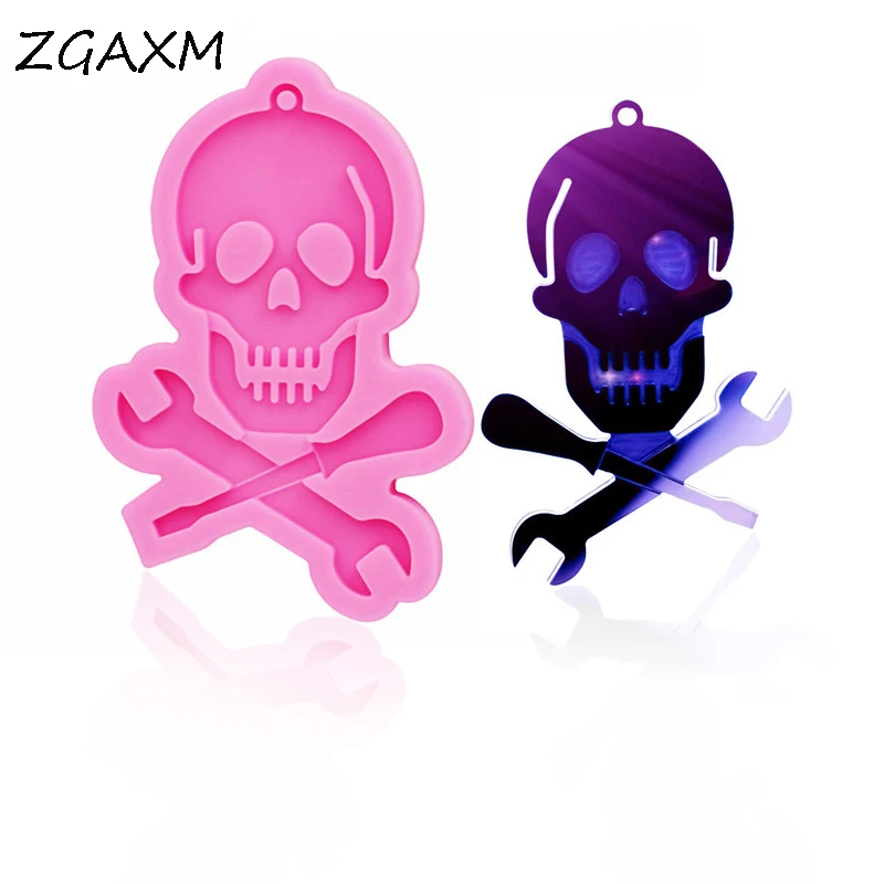 

LM830 Pirate Skull Wrench Repair Tool Glossy Earring Epoxy Mold Fashion Pendant Jewelry Mould DIY Handmade Chocolate Cake Molds