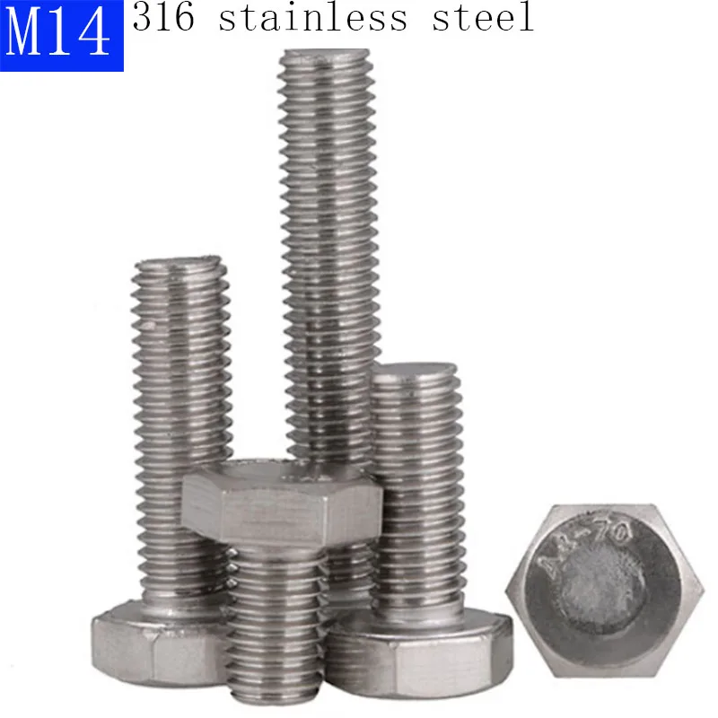 

Болты с шестигранной головкой M14-2,0 316 из нержавеющей стали с полной резьбой, болты A4 - 70 DIN 933
