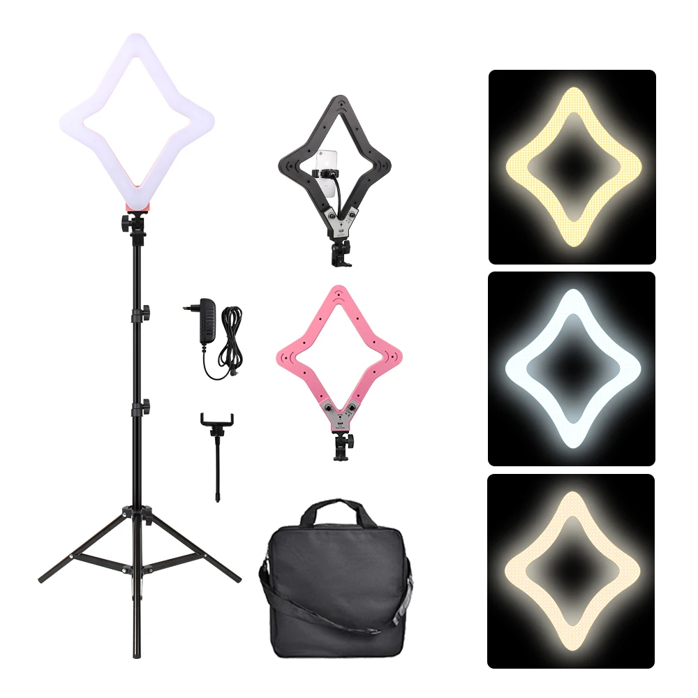 15" Star Ring Light Lamp Bi-color 3200-5600K Photographic Lighting Lamps with Stand for Video YouTube Makeup 2019 NEW | Электроника