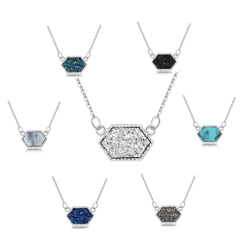 Друзовое ожерелье Drusy модное овальное из искусственного камня смолы брендовые
