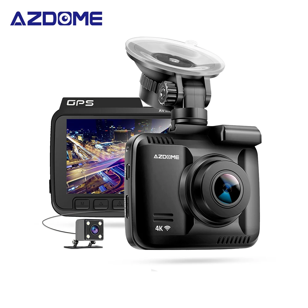 Оригинальный Автомобильный видеорегистратор AZDOME 2160P gps Wi Fi двойная камера 24 часа