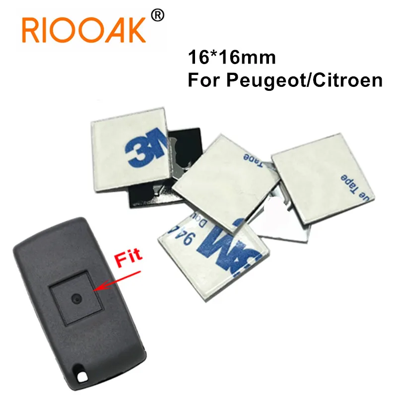 

16mm Square Emblem Symbol Sticker Logo Car Key Logo Shell Sticker For Peugeot 206 207 307 308 Citroen C2 C3 Remote Car Keys