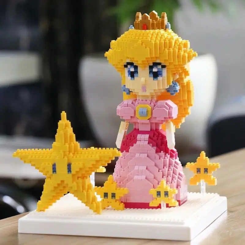 

2508 шт. персиковая принцесса супер микро Брос звезда розовая девушка мини 3D модель АНИМЕ DIY строительные блоки кирпичи детские подарки