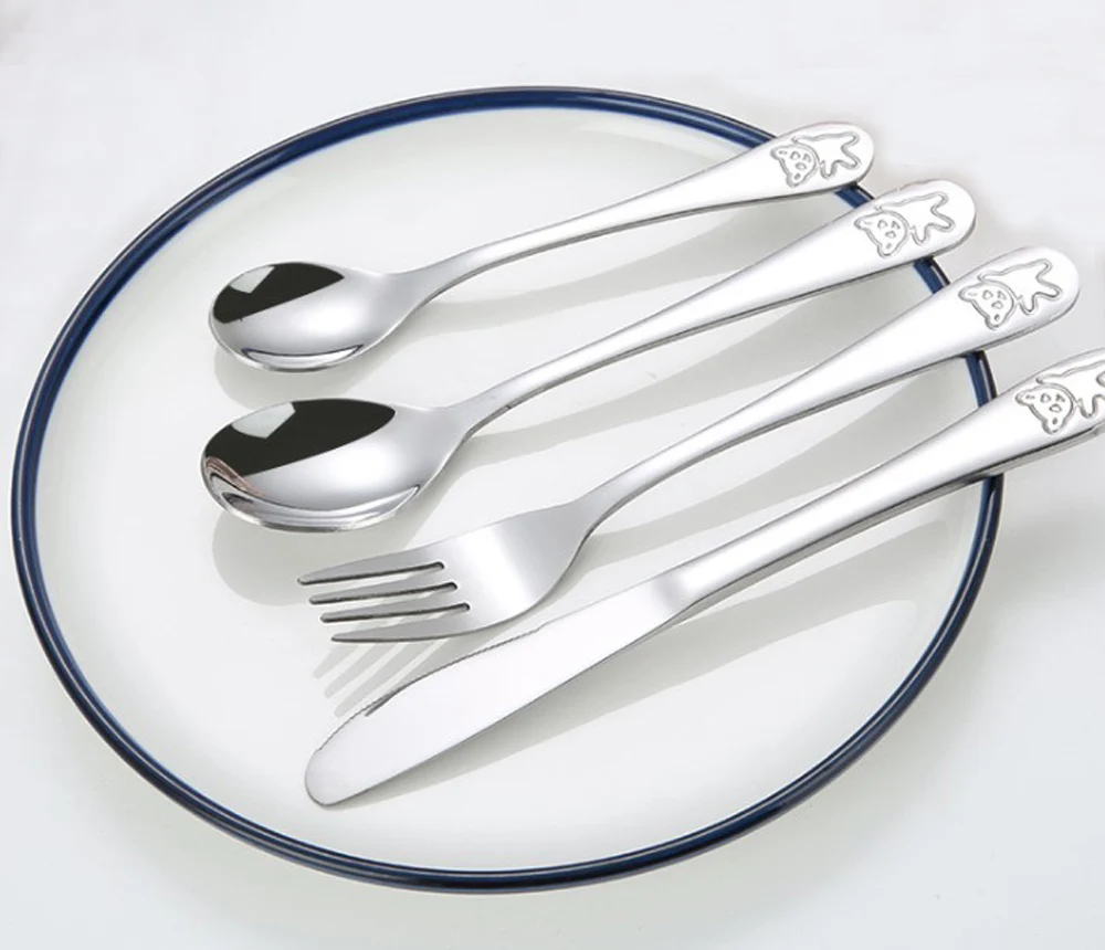 4 шт нержавеющая сталь ребенок панда набор столовых приборов еда обеденный стол