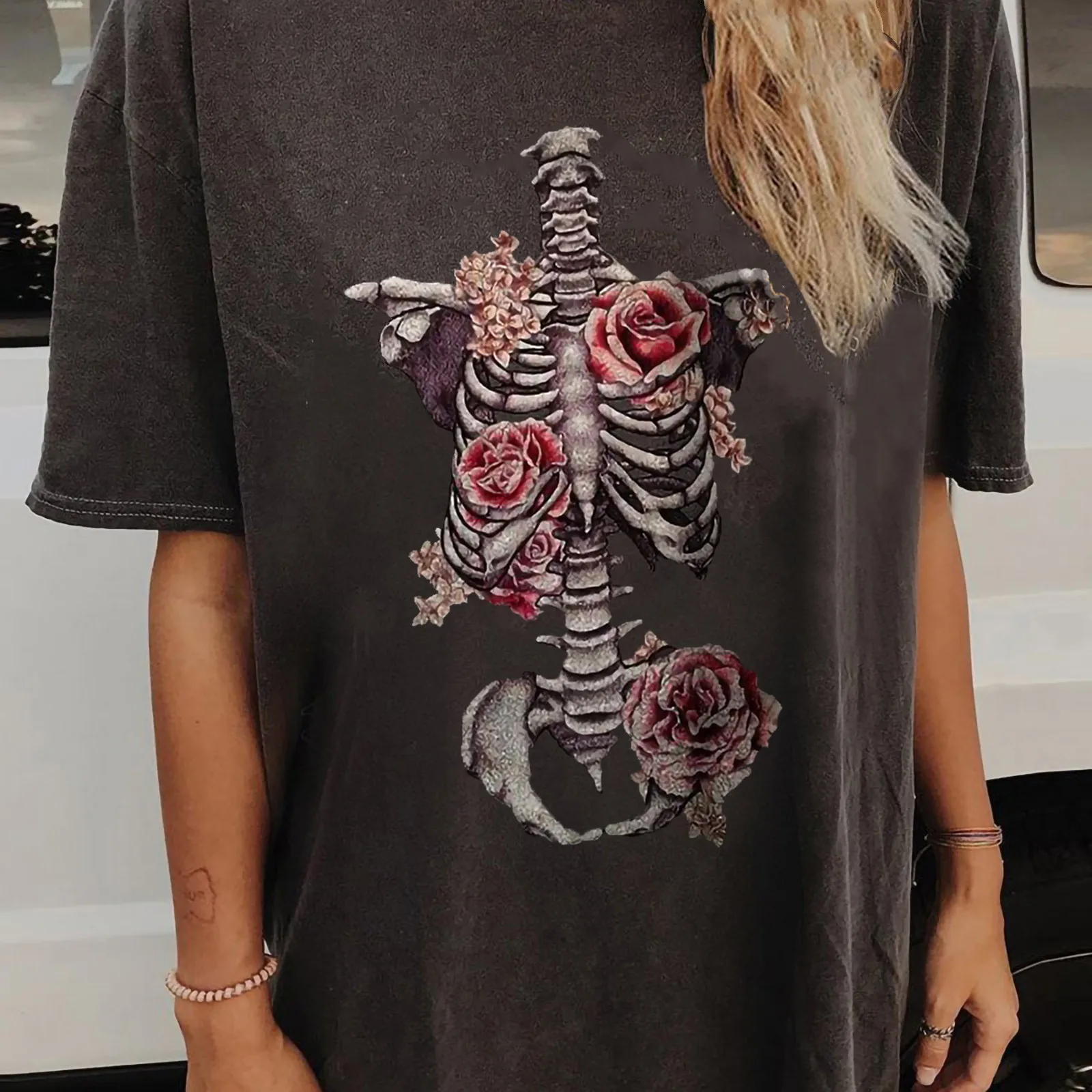 

SAGACE Fashionable Simple Women's T-shirt With Shoulder Cuff And Retro Print Loose Short Sleeved Blouse футболка 2021