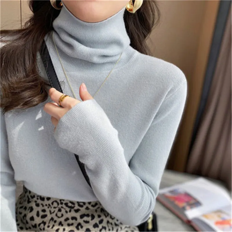

Women Knitted Sweater Fashion Turtleneck Pullovers Ladies Winter Casual Sweater Korean Style Women Jumper Slim Top