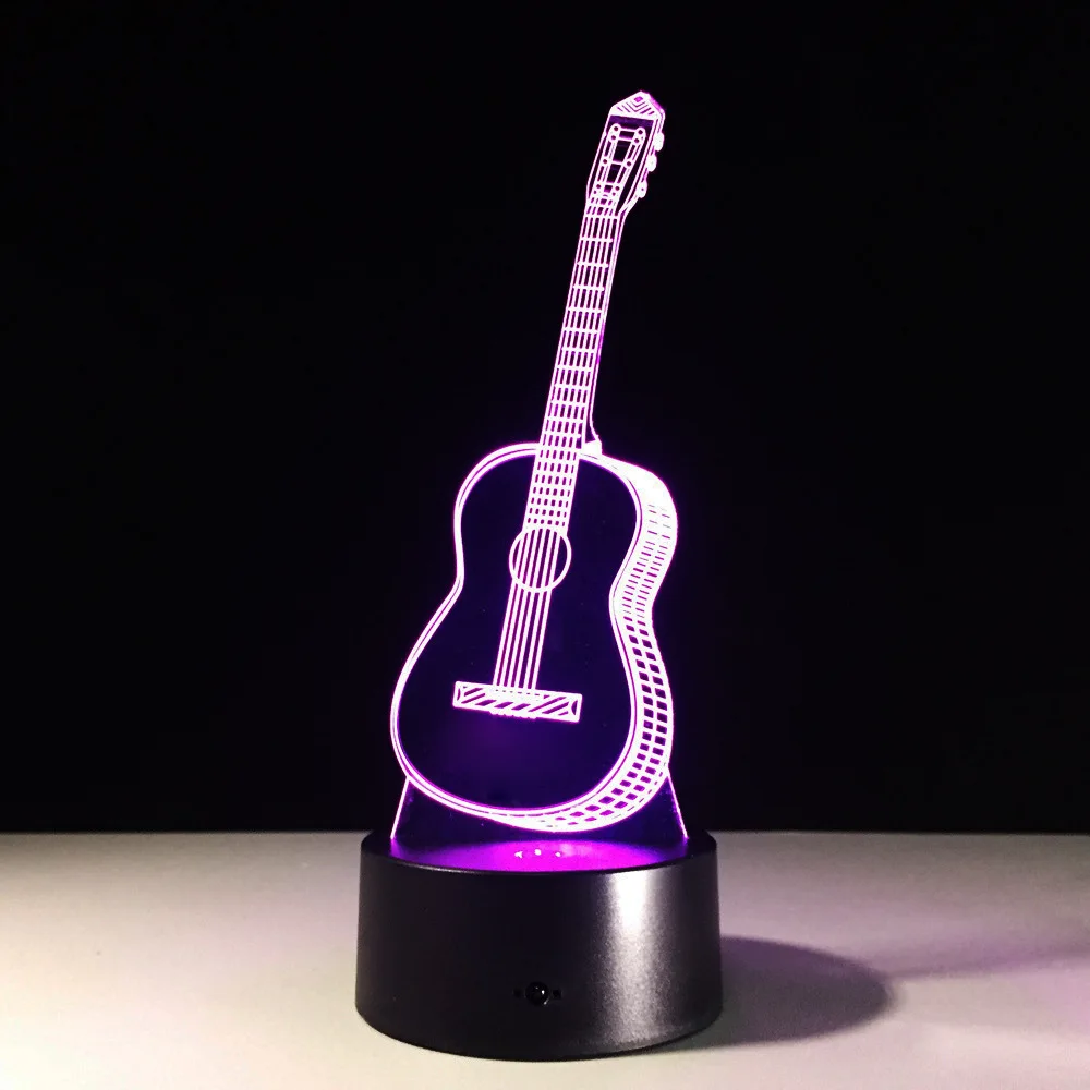 Электрогитары 3D светодиодный светильник 7 Красочные USB LED Настольная лампа