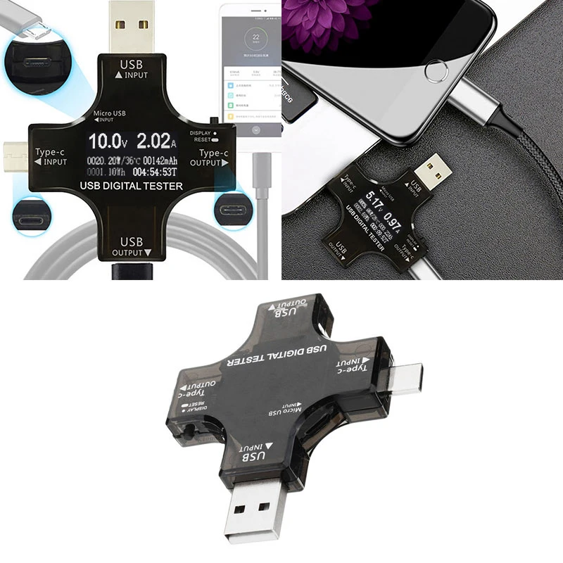USB-тестер с разъемами типа C и PD цифровой вольтметр постоянного тока измеритель
