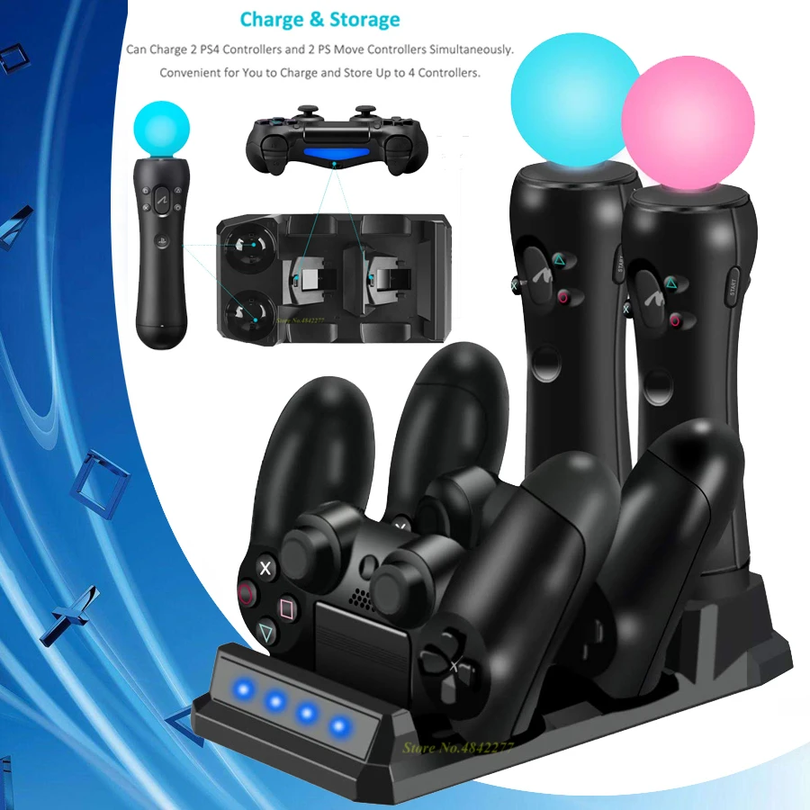 PS4 Slim Pro PS VR Move контроллер зарядное устройство Подставка зарядная док-станция для sony Playstation 4 Play станция 4 PS 4 PSVR Move аксессуары