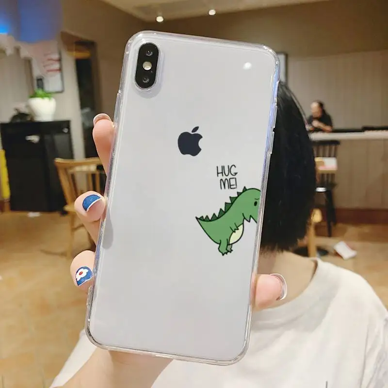 cute cartoon dinosaur couple best friend phone case transparent for iphone 6 7 8 11 12 s mini pro x xs xr max plus free global shipping
