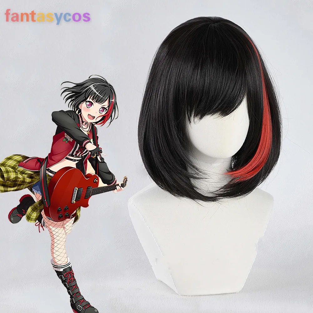 BanG Dream! Mitake Ran косплей короткие черные красные смешанные цвета термостойкие