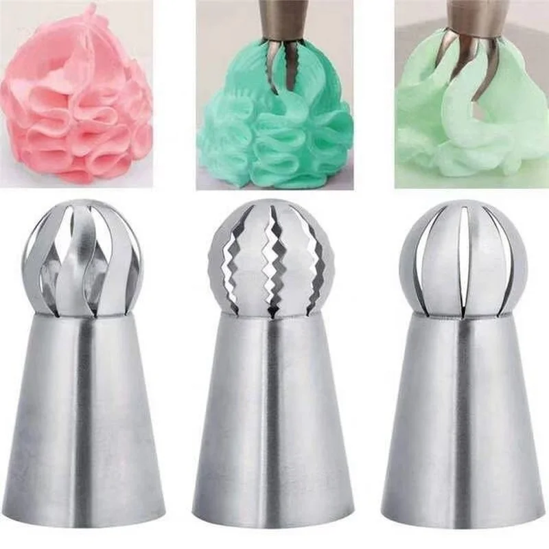 

3Pc/Set Cream Sphere Shape Icing Piping Nozzles кондитерские насадки Pastry Cupcake Decoration Tools насадки для крема