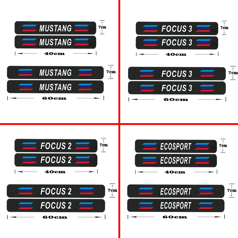 

Car Door Sill Carbon Sticker For Ford Fiesta Mondeo Fusion Explorer Escape Shelby Edge Ecosport Kuga Mustang ST Accessories