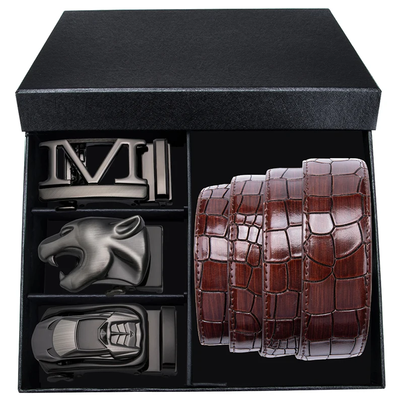 Hi Tie мужской роскошный красный ремень из крокодиловой кожи с узором винтажный