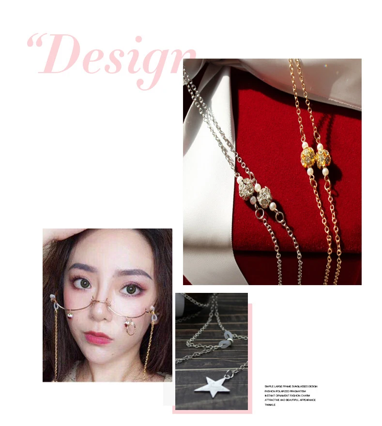 Унисекс Роскошные очки-фонарики солнечные очки с цепочкой для чтения бусинами