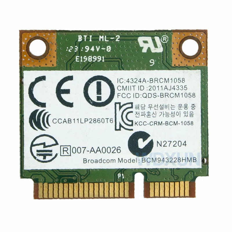 BCM943228HMB BCM943228 802.11a/b/g/n Mini pci-e Wifi Card 300Mbps 2.4Ghz 5Ghz wireless Bluetooth 4.0 Adapter DELL ASUS ACER | Компьютеры и