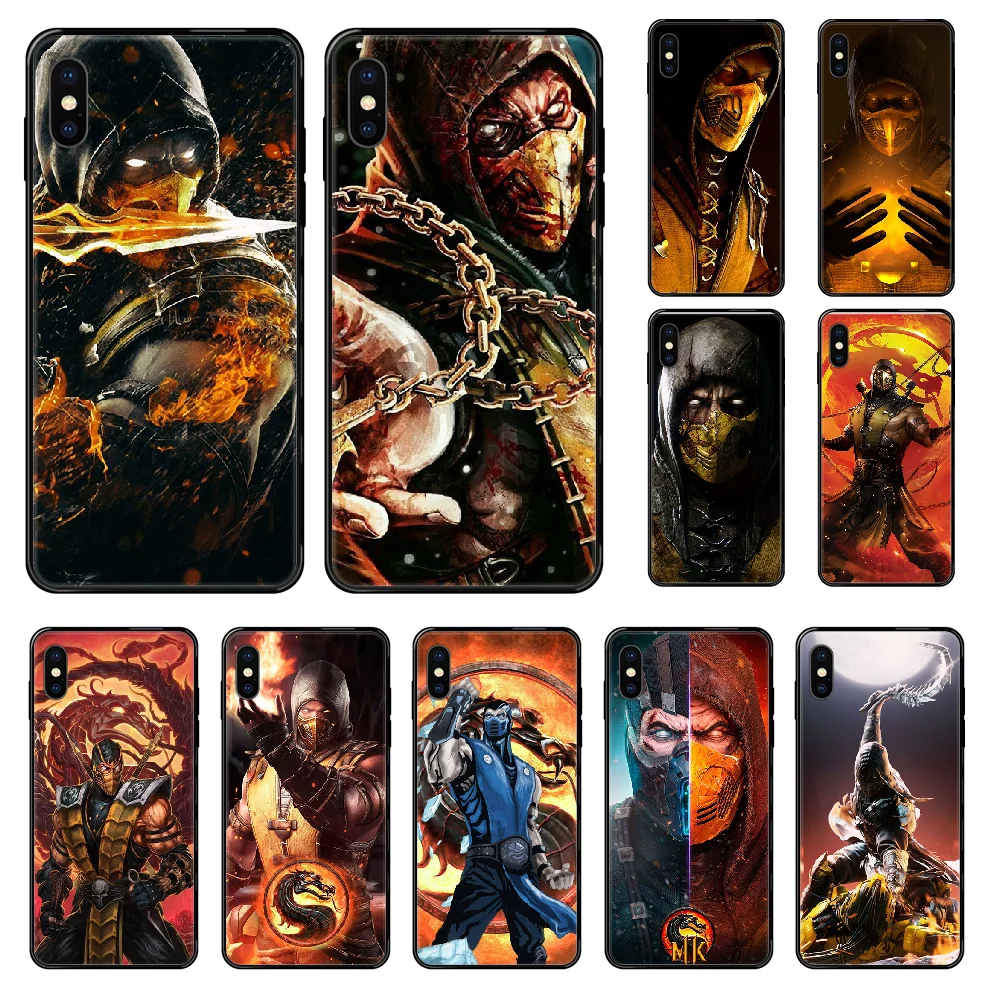 

Mortal Game Kombat Phone case For iphone 4 4s 5 5S SE 5C 6 6S 7 8 plus X XS XR 11 PRO MAX 2020 black painting coque 3D funda