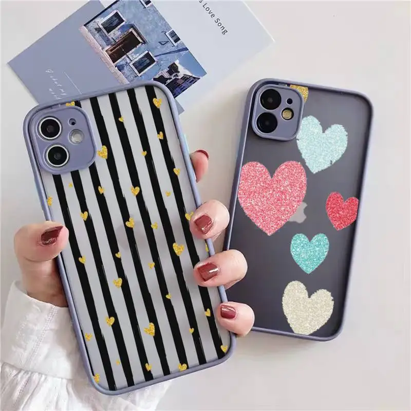 

Чехол для телефона цвета любовь сердце для iphone 13 12 11 xr xs x 7 8 pro max светло-серый мягкий силиконовый прозрачный чехол из ТПУ