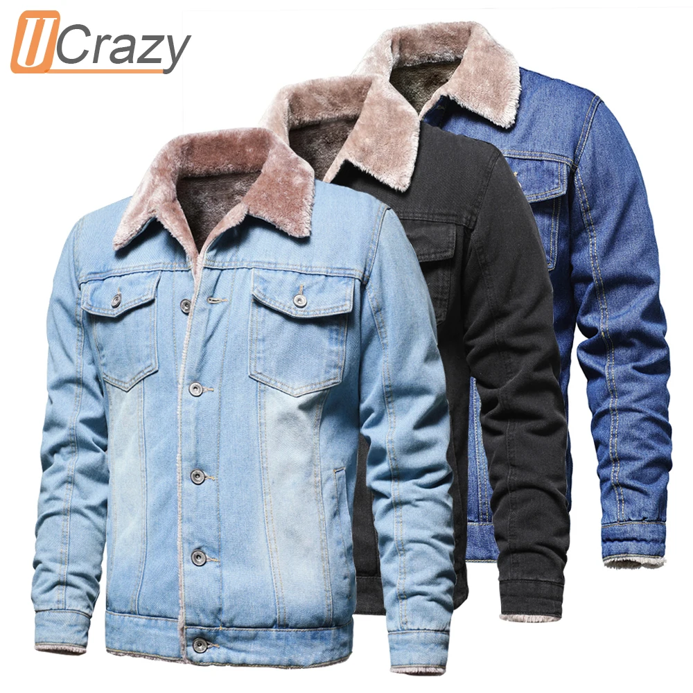 

Мужская классическая Теплая Флисовая джинсовая куртка, куртка из денима в винтажном стиле, одежда для улицы, большие размеры 2XL, Осень-зима 2021