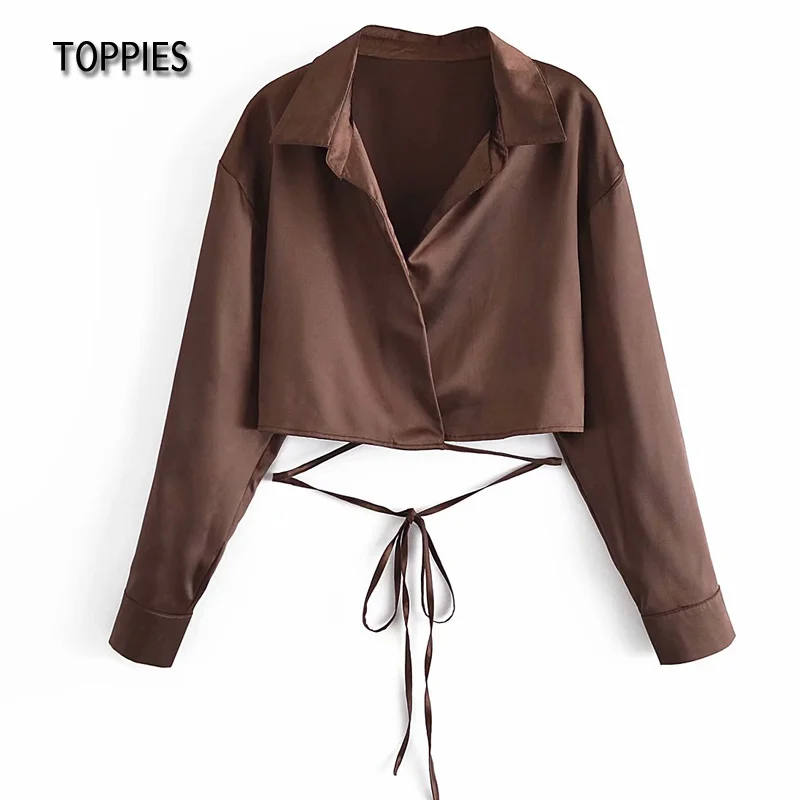 

Женская атласная рубашка с длинным рукавом, на пуговицах