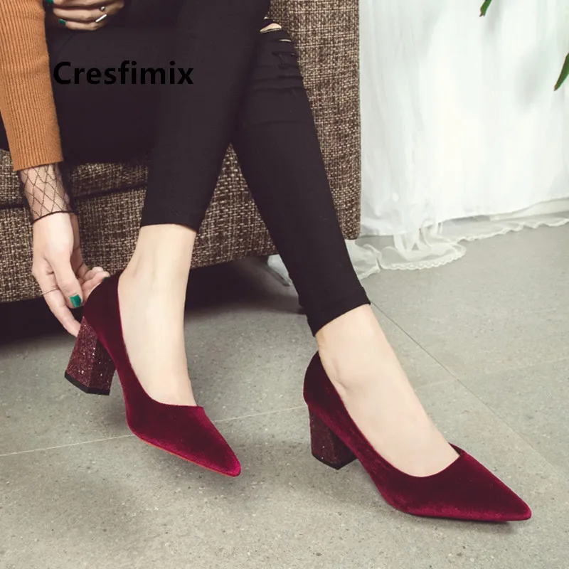 Cresfimix/женские милые пикантные туфли на высоком каблуке винно-красного цвета