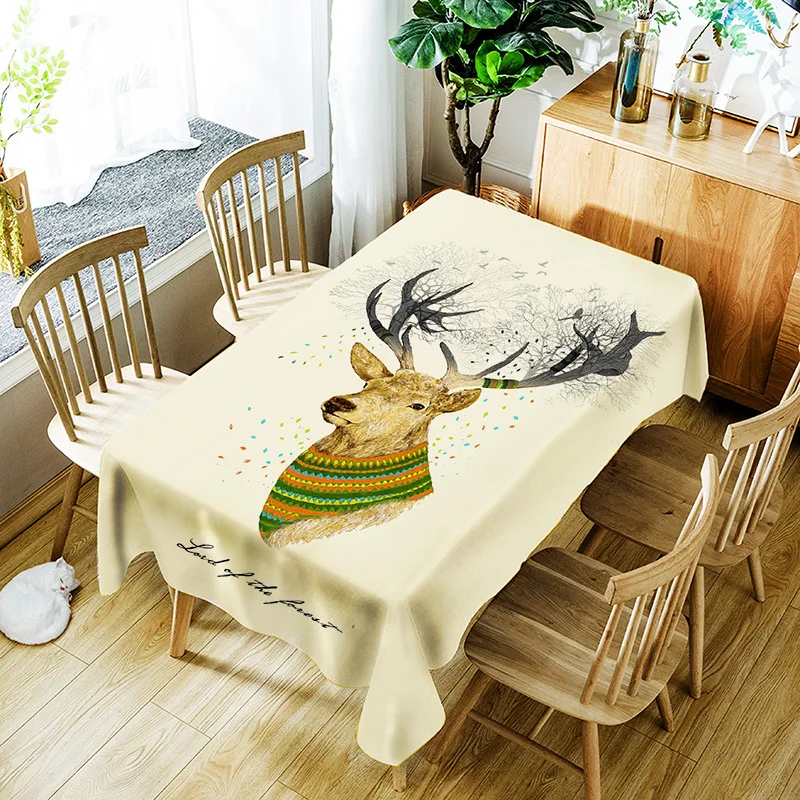 

European and American style washable waterproof printing anthropomorphic animal pattern household tablecloth