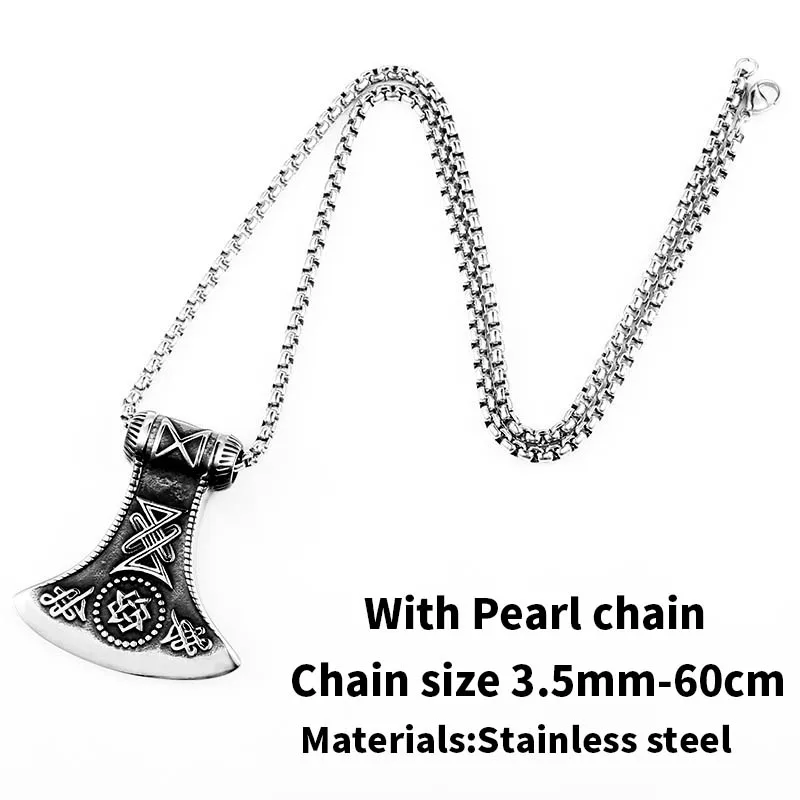 pearl chain style Байер 316L из нержавеющей стали амулет кулон ожерелье подвеска в виде топора в стиле легендарных викингов кулон с рунами vikingnorth ювелирные изделия-талисманы - Окраска металла: pearl chain style