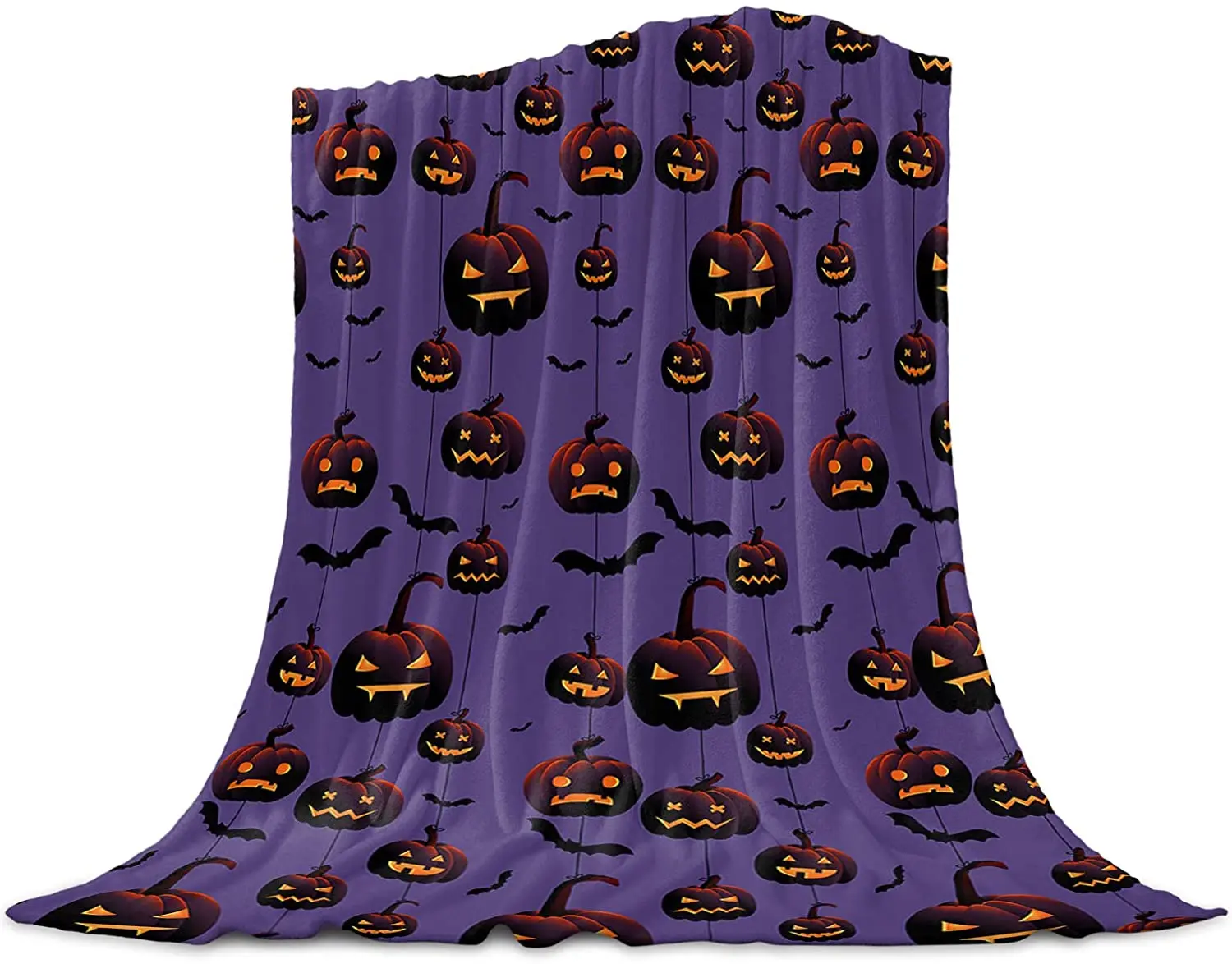 

Фланелевое Одеяло для кровати, супермягкое уютное легкое плюшевое покрывало, Хэллоуин, тыква, летучая мышь, черный, на Хеллоуин