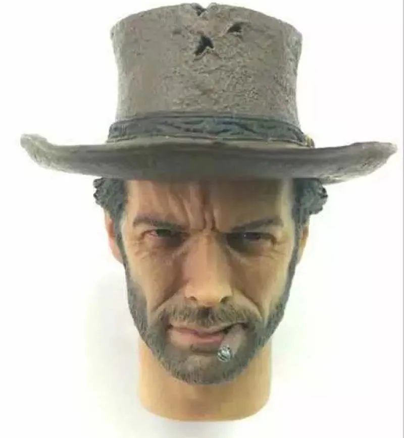 

West Cowboy 1/6 Scale Clint Eastwood Head Sculpt with Cap Model for 12in Action Figure Toy Collection