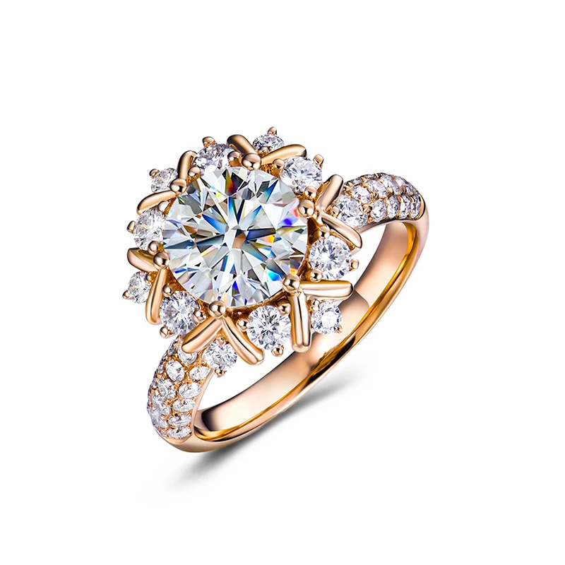 

Luxury Rose Gold Snowflake Ring for Women Brilliant White Zircon Promise Rings Bridal Gemstone Rings Wedding Engagement Jewelry