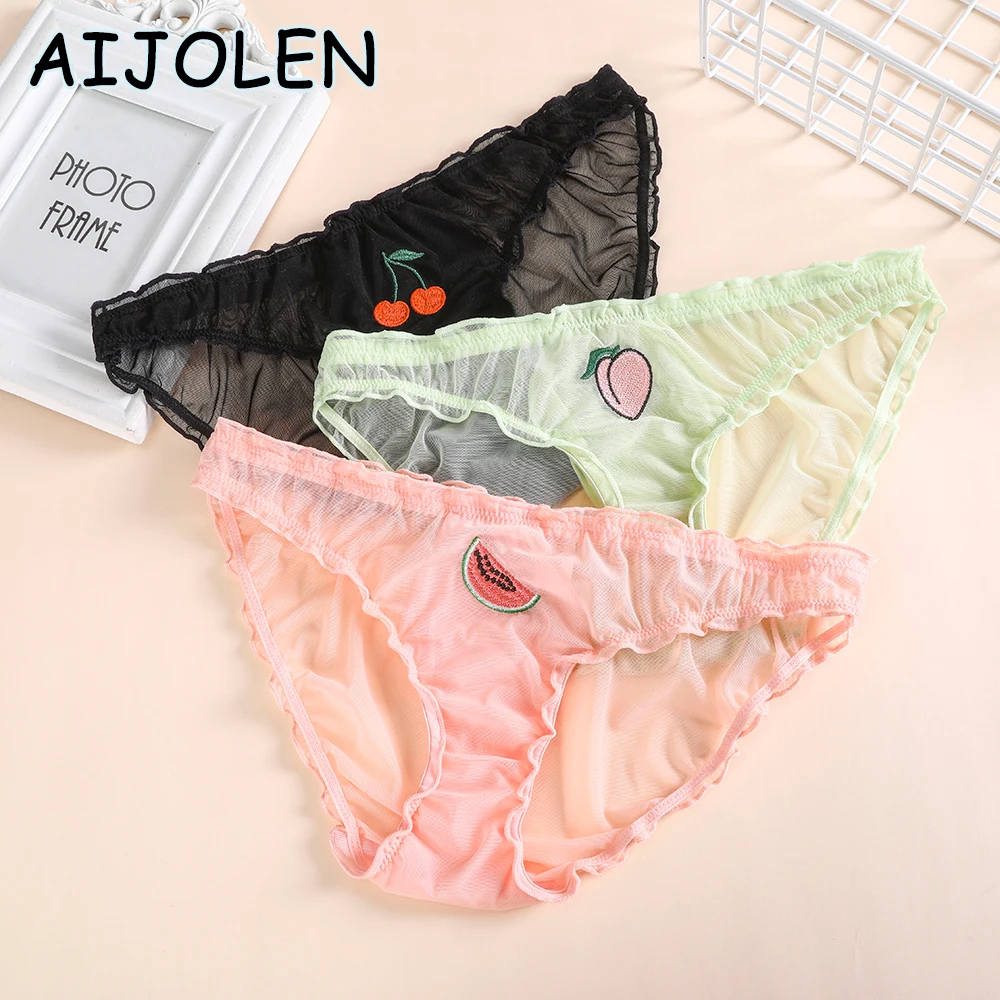 Прозрачные трусики AIJOLEN с оборками кружевное сексуальное нижнее белье низкой