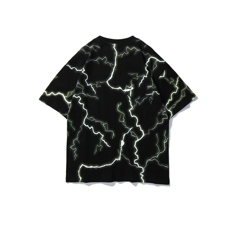 Футболка мужская с принтом грома чистый хлопок круглый вырез короткий рукав