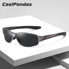 Мужские солнцезащитные очки CoolPandas, черные поляризационные солнцезащитные очки в металлической квадратной оправе, для вождения, рыбалки, 2022