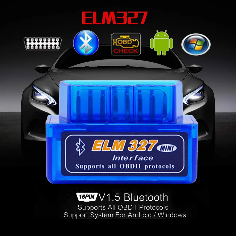 Универсальный автомобильный считыватель кодов Elm327 Bluetooth OBDII V2.1 адаптер OBD2