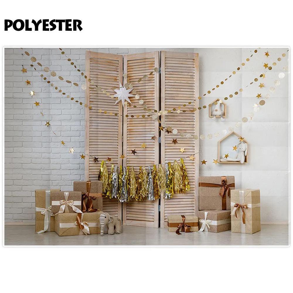 Фон для фотосъемки с изображением кирпичной стены и деревянной полки в подарок