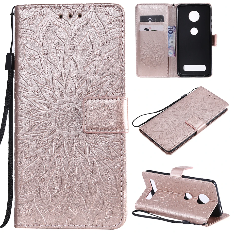 Чехол для телефона с откидной крышкой и карманом карты подсолнуха Motorola E7 Z4 G8 Power G7