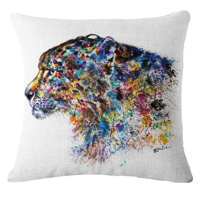 Watercolor Ink Painting Tiger Decorative Throw Pillow Case Cushion Cover 18'' | Дом и сад