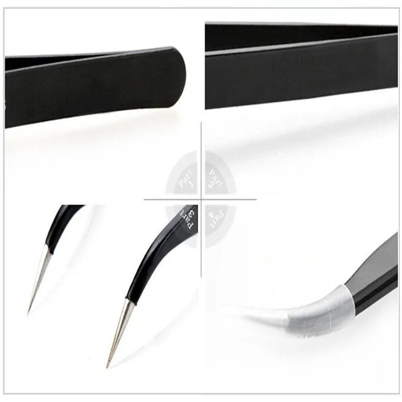 1PC Anti-Static Ceramic Tweezers Stainless Steel Electronic Cigarette Industrial Ceramic Tweezers Insulated Straight Curved Tip