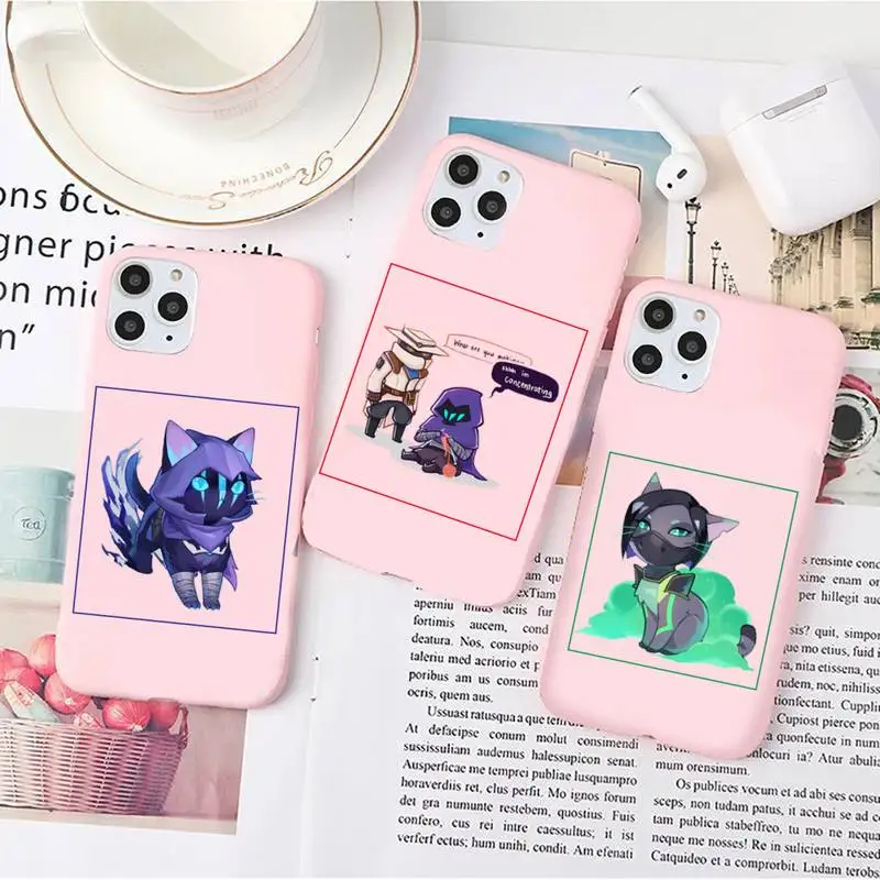 

Valorant games Phone Case Pink Candy Color for iPhone 6 7 8 11 12 13 s mini pro X XS XR MAX Plus