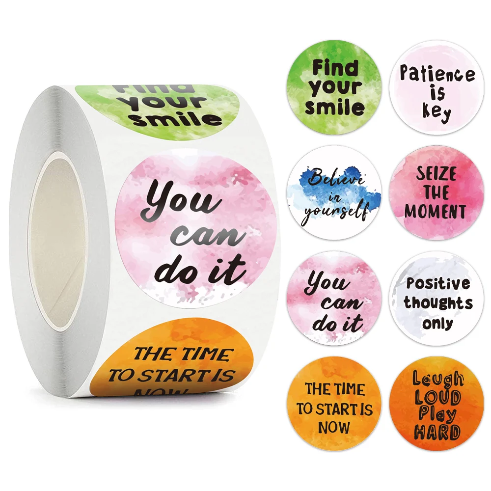 

100-500pcs Encouraging Words Reward Stickers for Teachers 8 Designs Classroom Supplies Watercolor Motivational Sticker for Child