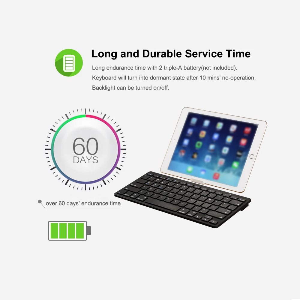 Портативная беспроводная клавиатура BT3.0 планшет ноутбук смартфон iPad