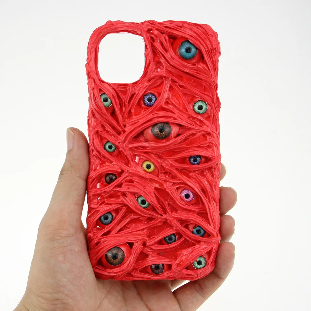 

Чехол для телефона ручной работы с красным демоническим глазом страхом мужской держатель для Iphone 12 11 Pro Max XSMAX XR SE 7 8 Plus Чехол Samsung Note 20 Ultra S21