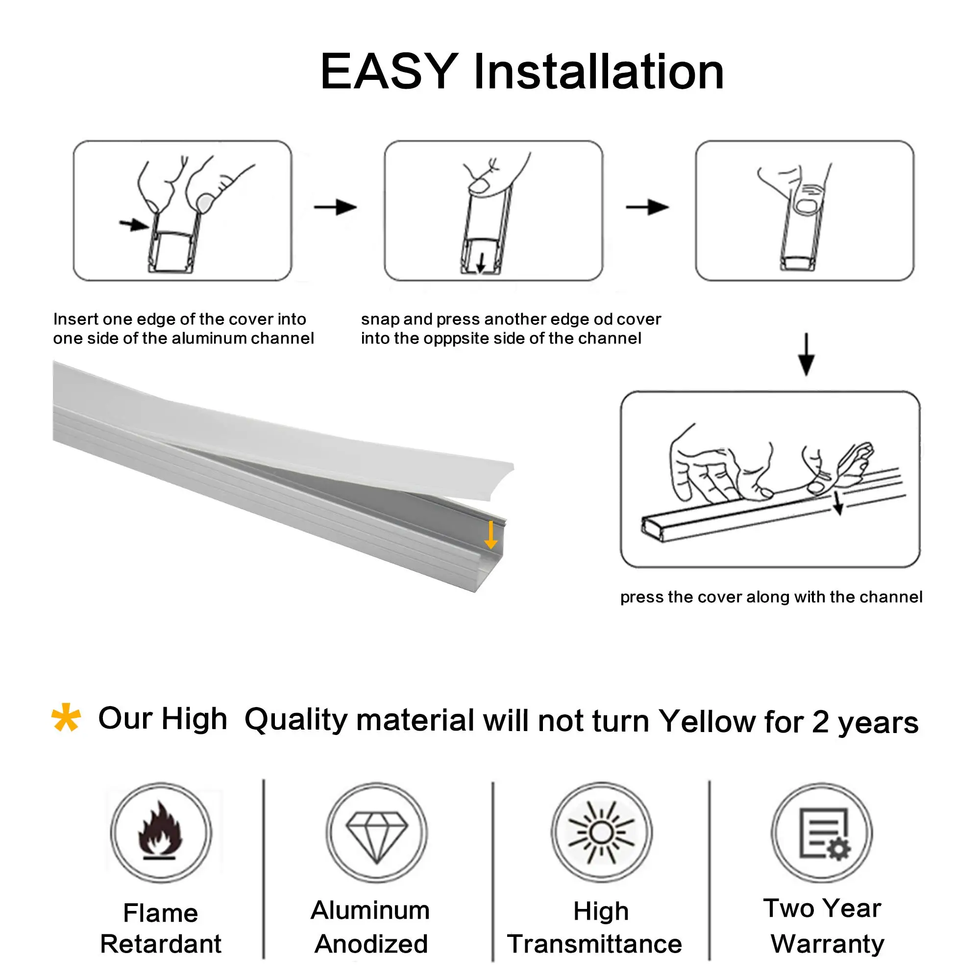 Светодиодный Алюминий канал шириной 2 м/6.6ft с завершить монтажные аксессуары для