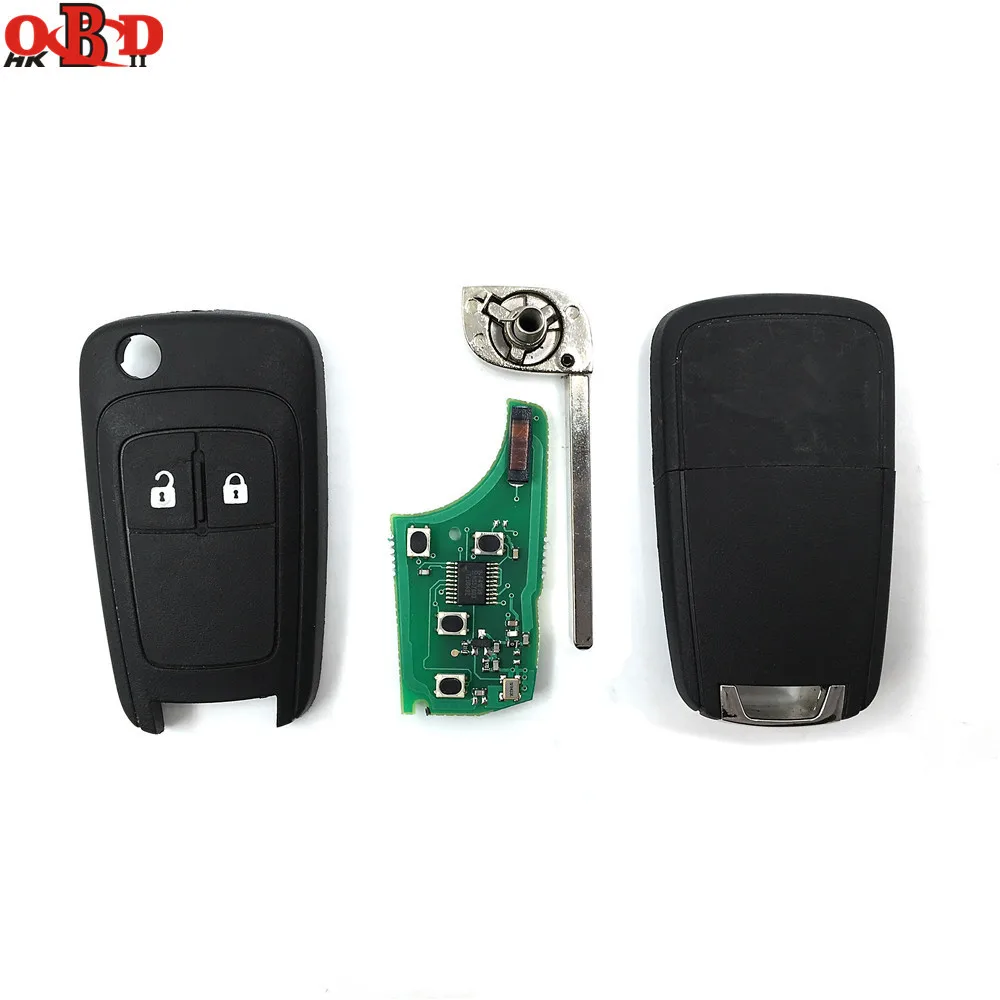 

HKOBDII High quality 2 Buttons Flip Remote Key 315/433MHz For Chevrolet with ID46 CHIP and HU100 Blade