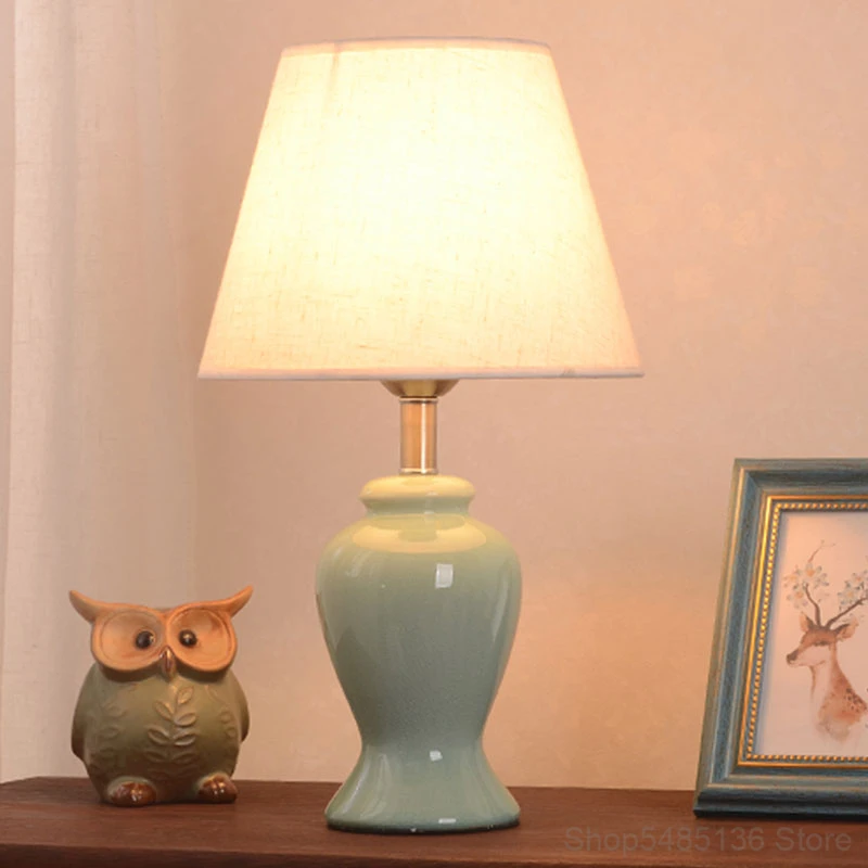 Керамическая Настольная лампа в европейском стиле ретро прикроватная для