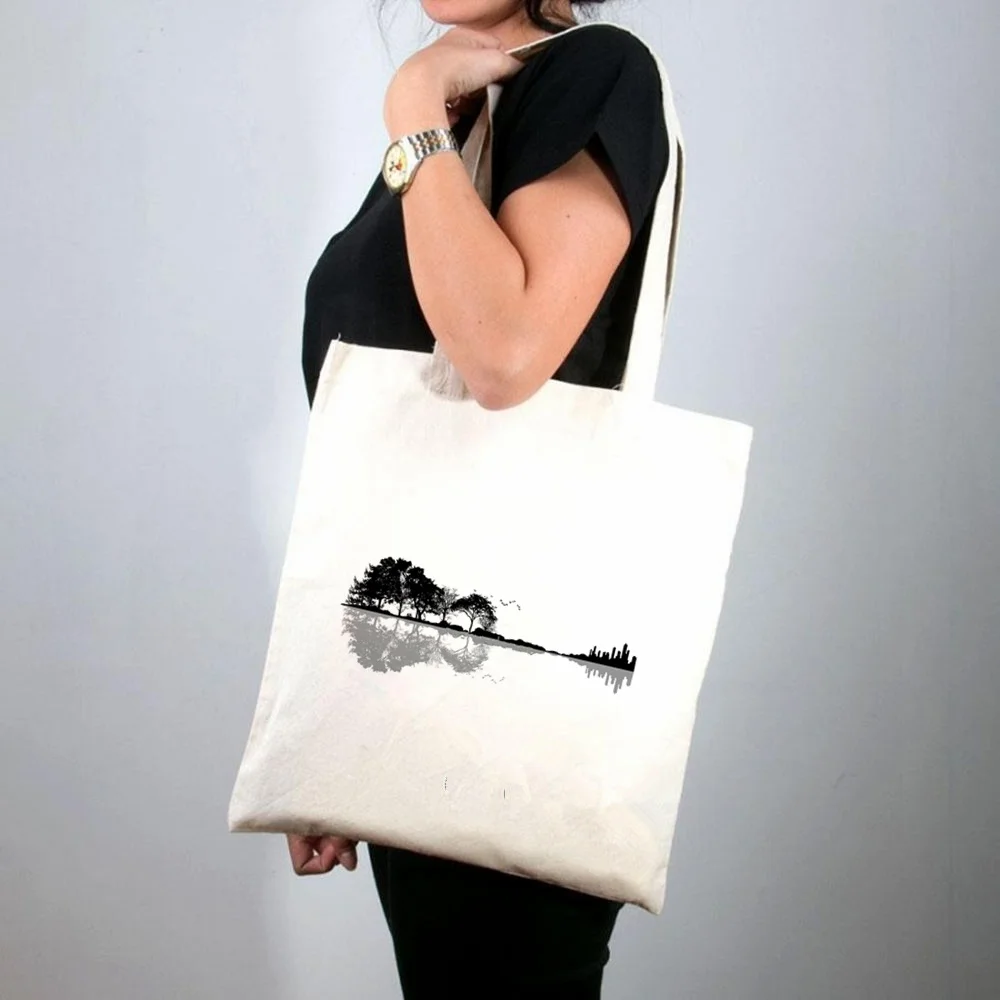 

2021 Shopper Aesthetic Mountain Fog Printed Tote Bag women Harajuku shopper handbag girl Shoulder shopping bag Lady Canvas Bag
