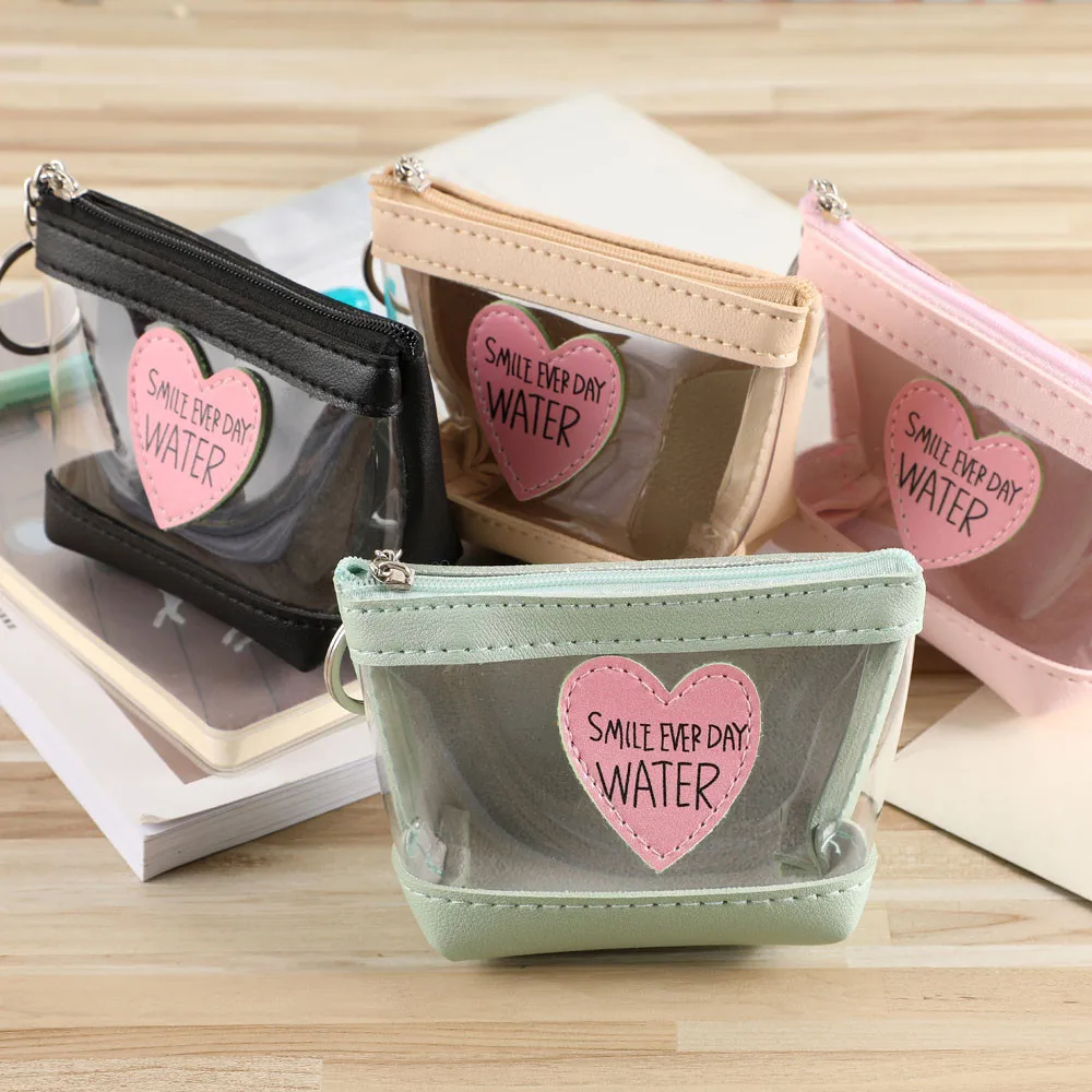 Женский кошелек на молнии с надписью Love из ПВХ и искусственной кожи прозрачный