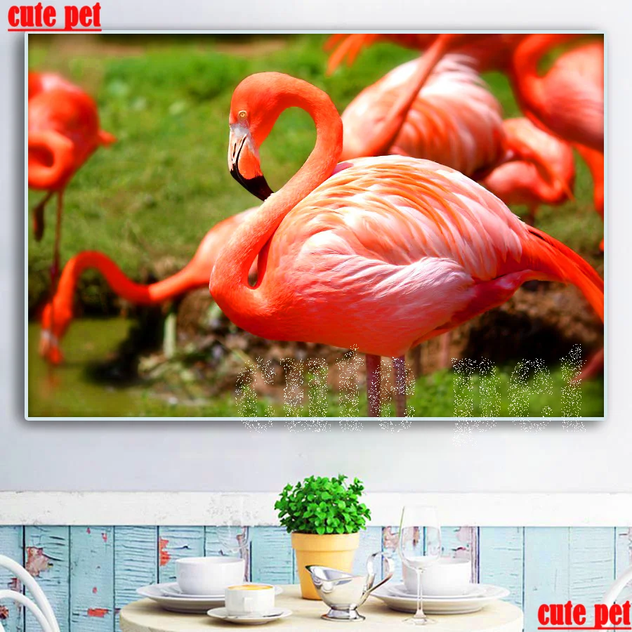 

5d crossstitch diy Flamingo animals Mosaic diamond embroidery all drill square drill wallpaper living room decoration rhinestone