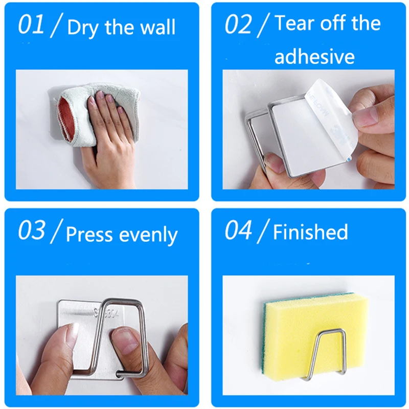 Держатель для губки из нержавеющей стали полка клей органайзер кухонной